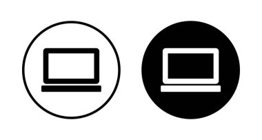 Dizüstü bilgisayar simgesi vektörü beyaz arkaplanda izole edildi. Laptop vektör simgesi