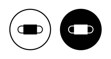 Maske simgesi vektörü beyaz arkaplanda izole edildi. Maske ikonlu erkek yüzü. Güvenli nefes alma maskeleri. Endüstri güvenliği N95 maskesi. Tıbbi maske vektör simgesi.