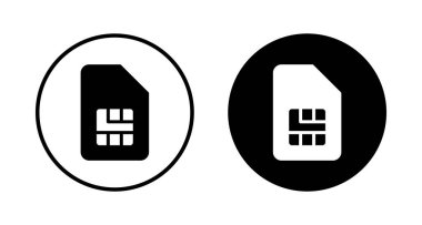 Beyaz arkaplanda Sim kart simgesi vektörü izole edildi. Mobil yuva simgesi. Cep telefonu sim kart çipi.