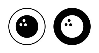 Bowling oyunu Pin Icon vektörü beyaz arkaplanda izole edildi. Bowling ikonu, top ve iğne