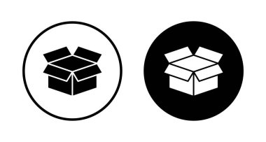 Kutu simgesi vektörü beyaz arkaplanda izole edildi. Karton kutu, ambalaj açık. Kutu vektörü simgesi