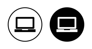 Dizüstü bilgisayar simgesi vektörü beyaz arkaplanda izole edildi. Laptop vektör simgesi
