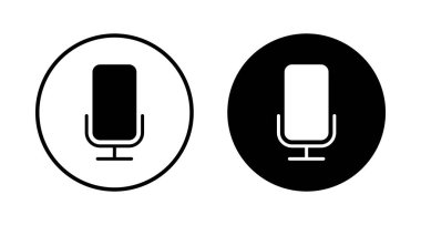 Beyaz arkaplanda izole edilmiş mikrofon simgesi vektörü. Mikrofon işareti. Karaoke mikrofon ikonu. Yayın mikrofonu işareti