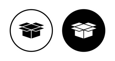 Kutu simgesi vektörü beyaz arkaplanda izole edildi. Karton kutu, ambalaj açık. Kutu vektörü simgesi