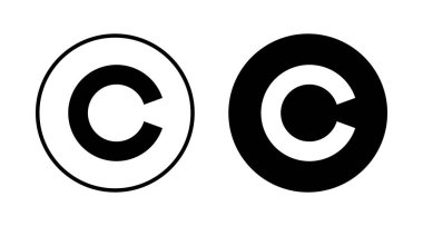 Telif hakkı simgesi vektörü beyaz arkaplanda izole edildi. telif hakkı sembolleri