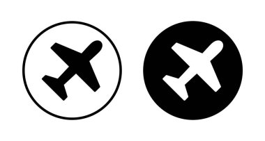 Beyaz arkaplanda izole edilmiş düzlem simgesi vektörü. Uçak vektör simgesi. Uçuş taşıma sembolü. Seyahat elementi çizimi. Tatil sembolü. Uçak.