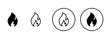 Beyaz arkaplanda izole edilmiş ikon vektörünü ateşle. Alev simgesi şablonunu ateşle. Ateş alevleri sembol vektörü