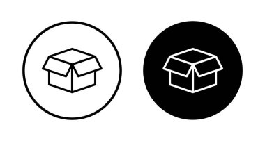 Kutu simgesi vektörü beyaz arkaplanda izole edildi. Karton kutu, ambalaj açık. Kutu vektörü simgesi