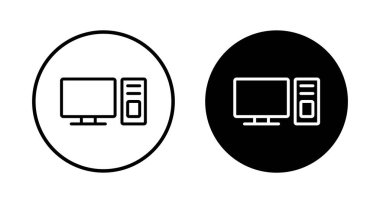 Beyaz arkaplanda bilgisayar simgesi vektörü izole edildi. PC Simge vektörü. Bilgisayar monitörü simgesi. Düz PC sembolü