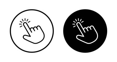 Beyaz arkaplanda el imleci simgesi vektörü izole edildi. El tıklama simgesi. Parmak gösterici vektörü