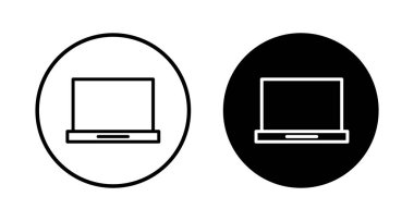 Dizüstü bilgisayar simgesi vektörü beyaz arkaplanda izole edildi. Laptop vektör simgesi