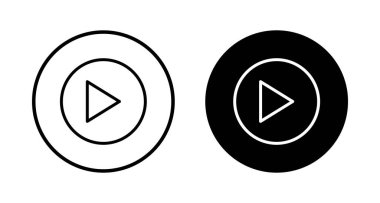 Beyaz arkaplanda izole edilmiş simge vektörünü çal. Düğme vektör simgesini oynat. Video simgesi vektörü