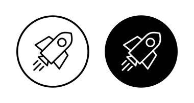 Roket ikon vektörü beyaz arkaplanda izole edildi. Kavram Simgesini Başlat. Başlangıç simgesi