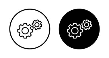 Simge vektörü beyaz arkaplanda izole ediliyor. vektör simgesi ayarlanıyor. Çarklar Simgesi Simgesi. Dişliler