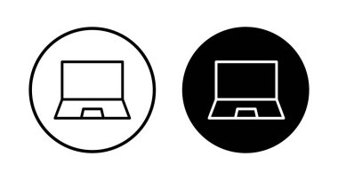 Dizüstü bilgisayar simgesi vektörü beyaz arkaplanda izole edildi. Laptop vektör simgesi