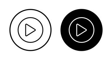 Beyaz arkaplanda izole edilmiş simge vektörünü çal. Düğme vektör simgesini oynat. Video simgesi vektörü