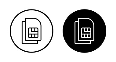 Beyaz arkaplanda Sim kart simgesi vektörü izole edildi. Mobil yuva simgesi. Cep telefonu sim kart çipi.