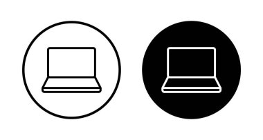 Dizüstü bilgisayar simgesi vektörü beyaz arkaplanda izole edildi. Laptop vektör simgesi