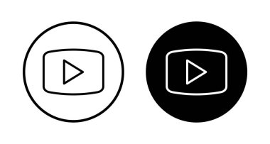 Beyaz arkaplanda izole edilmiş simge vektörünü çal. Düğme vektör simgesini oynat. Video simgesi vektörü