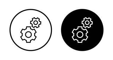 Simge vektörü beyaz arkaplanda izole ediliyor. vektör simgesi ayarlanıyor. Çarklar Simgesi Simgesi. Dişliler
