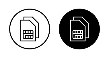 Beyaz arkaplanda Sim kart simgesi vektörü izole edildi. Mobil yuva simgesi. Cep telefonu sim kart çipi.