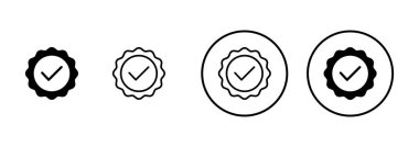 Beyaz arkaplanda izole edilmiş simge vektörü. Onaylı Madalya Simgesi vektörü. işaretle