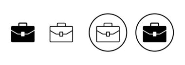Beyaz arkaplanda izole edilmiş evrak çantası simgesi vektörü. Evrak çantası vektör simgesi
