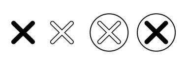 Beyaz arkaplanda izole edilmiş simge vektörünü kapat. Simgeyi sil. sil, iptal et, çıkış sembolü