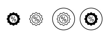 İndirim simgesi vektörü beyaz arkaplanda izole edildi. İndirim etiketi simgesi. 