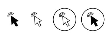 Beyaz arkaplanda simge vektörüne tıklayın. İmleç simgesi. Bilgisayar faresi imleç siyah ok simgelerine tıklayın. işaretleyici ok