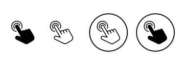 Beyaz arkaplanda el imleci simgesi vektörü izole edildi. El tıklama simgesi. Parmak gösterici vektörü