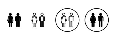 Beyaz arka planda erkek ve kadın ikon vektörü izole edildi. erkek ve kadın sembolü