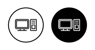 Beyaz arkaplanda bilgisayar simgesi vektörü izole edildi. PC Simge vektörü. Bilgisayar monitörü simgesi. Düz PC sembolü