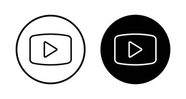 Beyaz arkaplanda izole edilmiş simge vektörünü çal. Düğme vektör simgesini oynat. Video simgesi vektörü