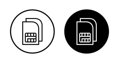 Beyaz arkaplanda Sim kart simgesi vektörü izole edildi. Mobil yuva simgesi. Cep telefonu sim kart çipi.