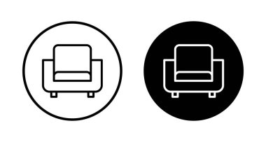 Beyaz arkaplanda izole edilmiş kanepe simgesi vektörü. Kanepe resmi. mobilya