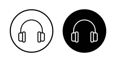 Kulaklık simgesi vektörü beyaz arkaplanda izole edildi. Kulaklık vektör simgesi. Ara bizi.