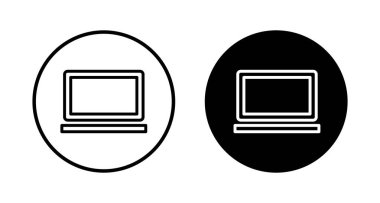 Dizüstü bilgisayar simgesi vektörü beyaz arkaplanda izole edildi. Laptop vektör simgesi