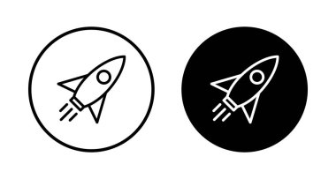 Roket ikon vektörü beyaz arkaplanda izole edildi. Kavram Simgesini Başlat. Başlangıç simgesi