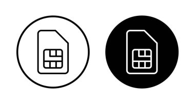 Beyaz arkaplanda Sim kart simgesi vektörü izole edildi. Mobil yuva simgesi. Cep telefonu sim kart çipi.