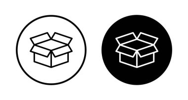 Kutu simgesi vektörü beyaz arkaplanda izole edildi. Karton kutu, ambalaj açık. Kutu vektörü simgesi