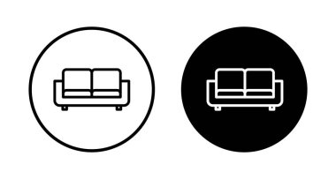 Beyaz arkaplanda izole edilmiş kanepe simgesi vektörü. Kanepe resmi. mobilya