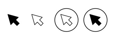 Beyaz arkaplanda simge vektörüne tıklayın. İmleç simgesi. Bilgisayar faresi imleç siyah ok simgelerine tıklayın. işaretleyici ok