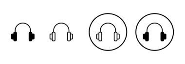 Kulaklık simgesi vektörü beyaz arkaplanda izole edildi. Kulaklık vektör simgesi. Ara bizi.