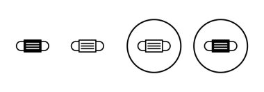 Maske simgesi vektörü beyaz arkaplanda izole edildi. Maske ikonlu erkek yüzü. Güvenli nefes alma maskeleri. Endüstri güvenliği N95 maskesi. Tıbbi maske vektör simgesi.