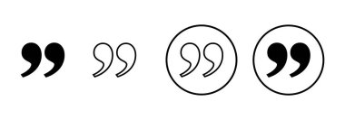 Beyaz arkaplanda izole edilmiş simge vektörü. Alıntı işareti simgesi. Tırnak işareti sembolü.