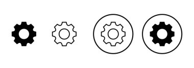 Simge vektörü beyaz arkaplanda izole ediliyor. vektör simgesi ayarlanıyor. Çarklar Simgesi Simgesi. Dişliler
