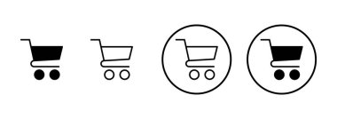 Alışveriş simgesi vektörü beyaz arkaplanda izole edildi. Alışveriş arabası ikonu. Basket ikonu. Trolley