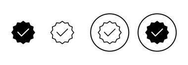 Beyaz arkaplanda izole edilmiş simge vektörü. Onaylı Madalya Simgesi vektörü. işaretle