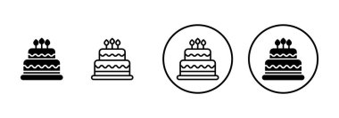 Kek simgesi vektörü beyaz arkaplanda izole edildi. Kek vektörü. Doğum günü pastası simgesi